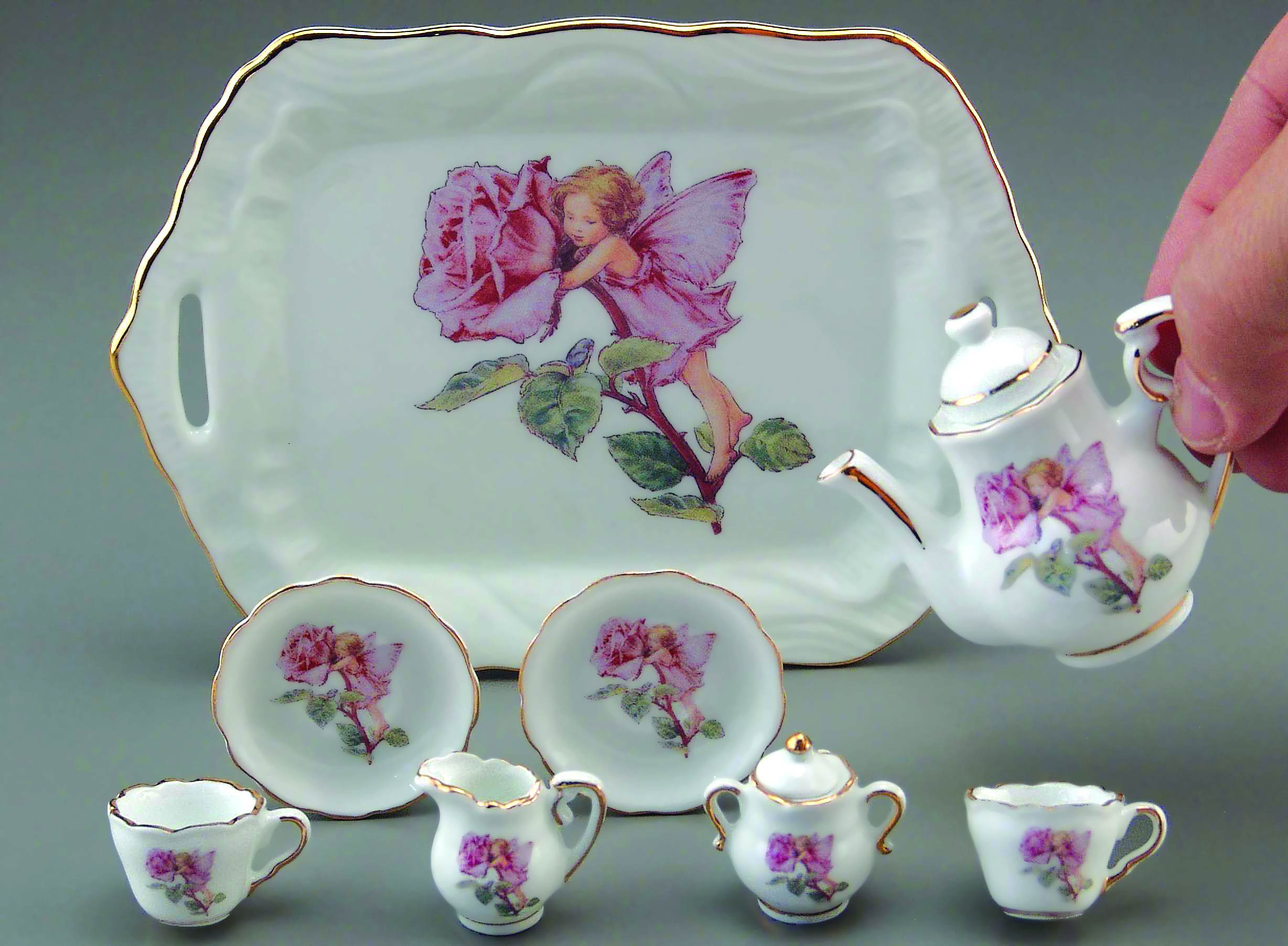 66.581 0 Flower Fairies Miniature Tea Set on Tray AM